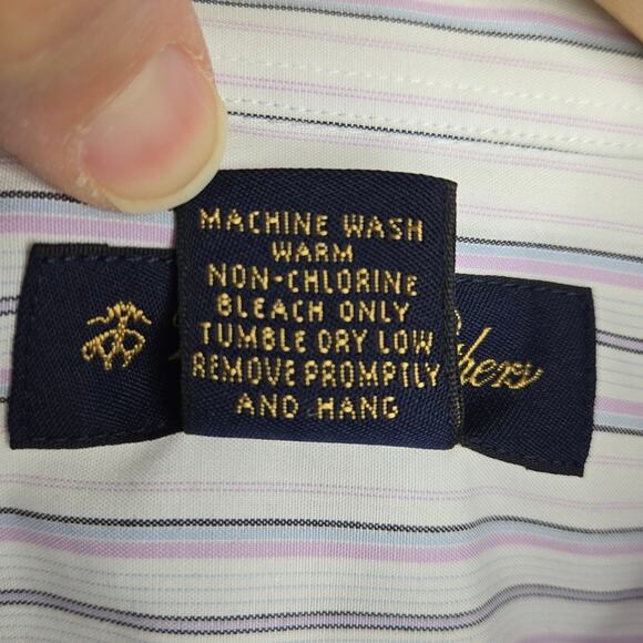 Brooks Brothers Women's Fitted Stretch Non-Iron White Striped Shirt Size 10 - Picture 9 of 9